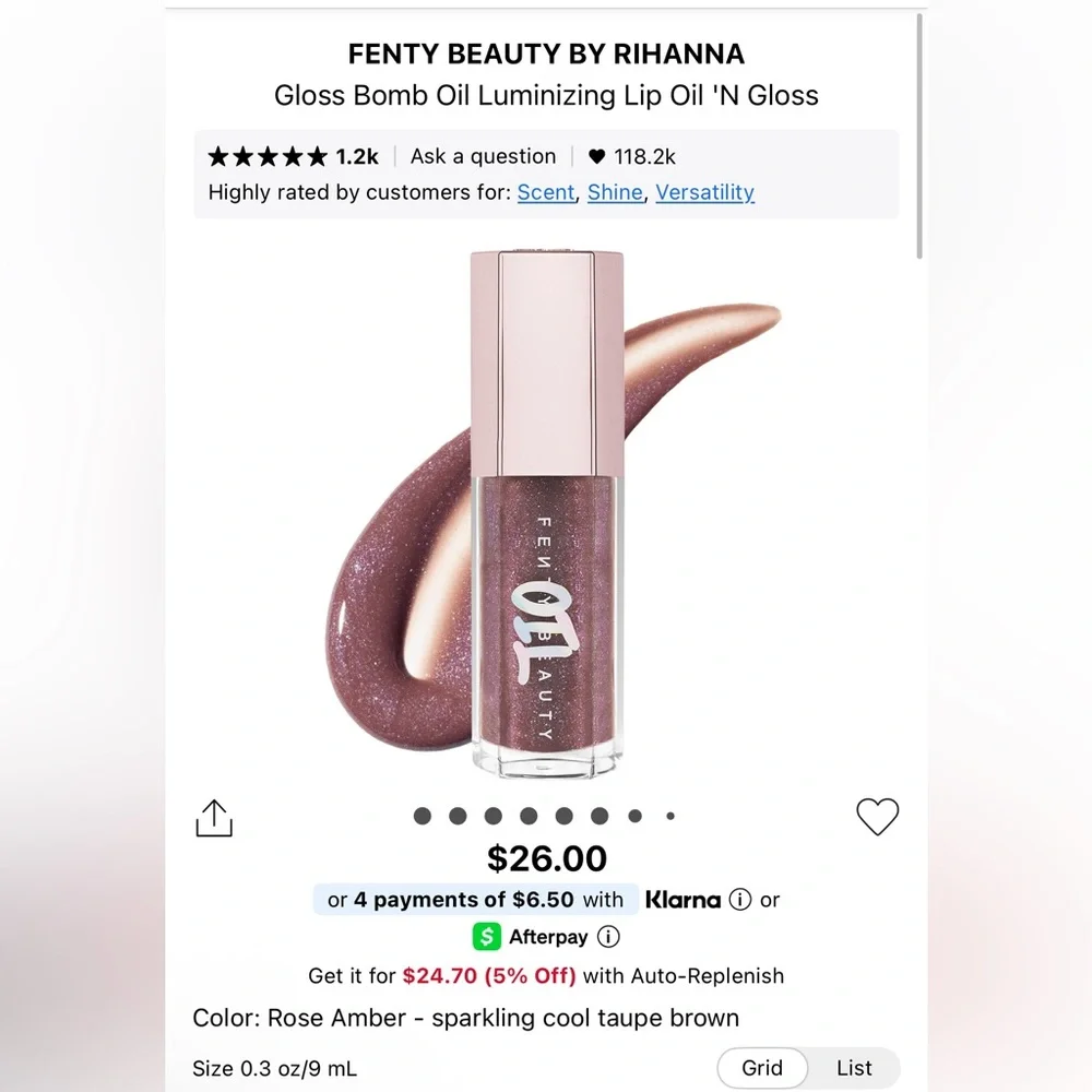 Fenty Beauty Gloss Bomb Oil - Rose Amber Shade